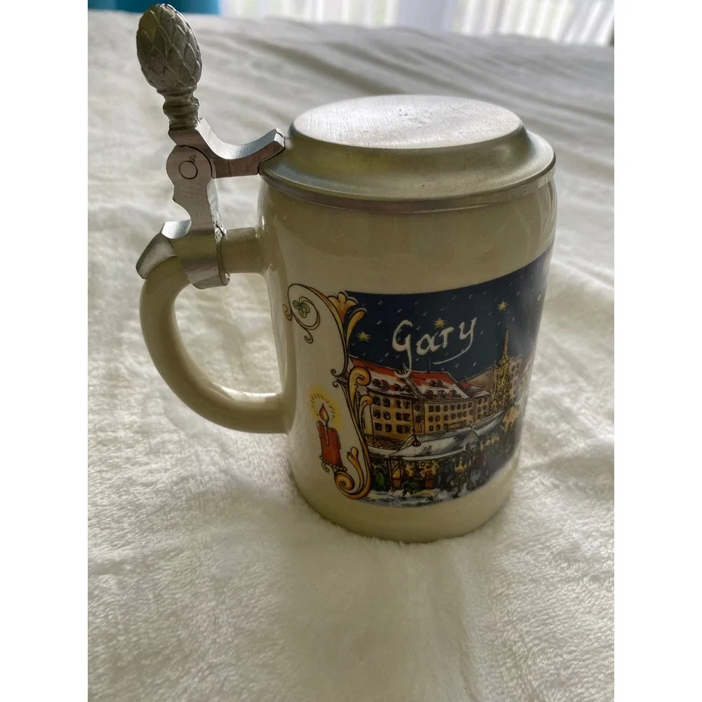 Nurnberger Christkindlesmarkt German Beer Stein 0.25L Metal Lid Gary Holiday Mug